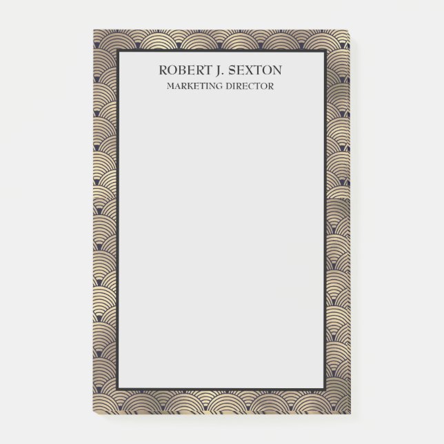 Retro Art Deco Gold und Black Rainbow Muster Post-it Klebezettel (Vorderseite)
