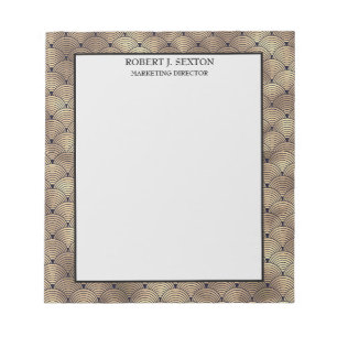 Retro-Art-Deco-Gold- und Schwarz-Regenbogenmuster Notizblock