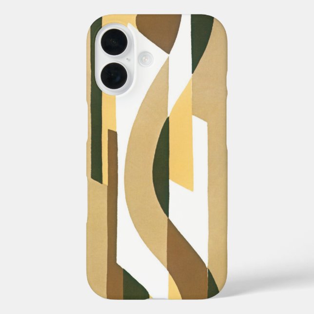 Retro Art Deco Jazz Brown Herbstkrümmung Muster iPhone 16 Hülle (Rückseite)