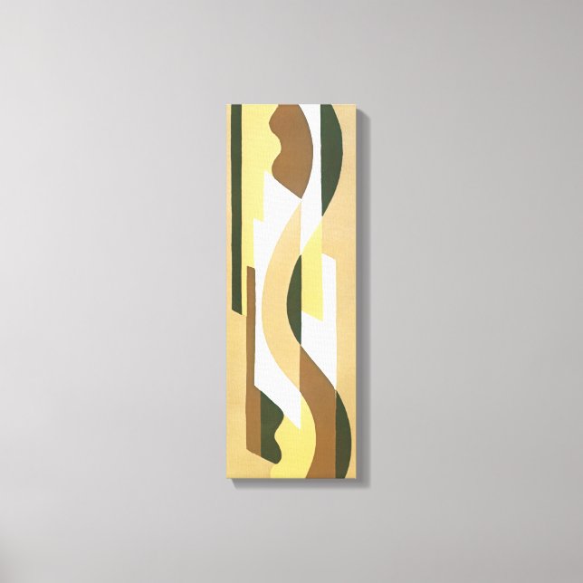 Retro Art Deco Jazz Brown Herbstkrümmung Muster Leinwanddruck (Vorderseite)