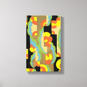 Retro Art Deco Jazz Kreise Wolken Regenbogen Muste Leinwanddruck