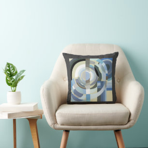 Retro Art Deco Jazz Vintages blaues Zirkel Muster Kissen