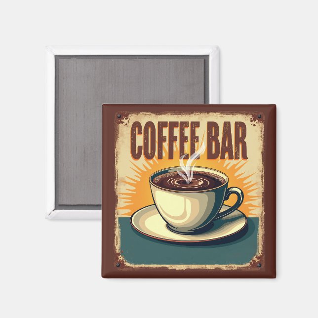 Retro-Art-Deco-Kaffee-Bar Magnet (Vorderseite/Rückseite)