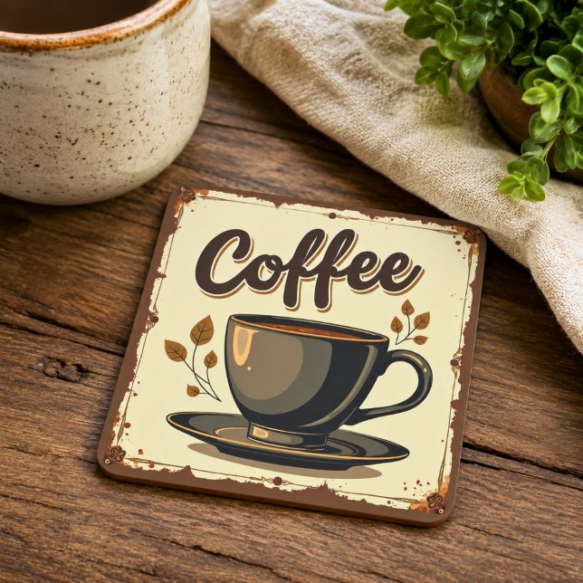 Retro-Art-Deco-Kaffee Rechteckiger Pappuntersetzer (Von Creator hochgeladen)