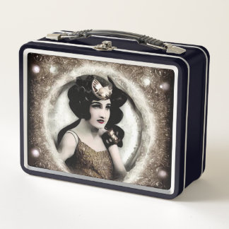 Retro-Art Deco Painted Lady Metall Brotdose