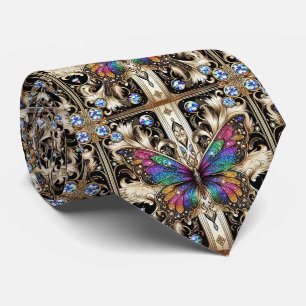 Retro-Art-Deco-Regenbogen-Schmetterling Nouveau Krawatte