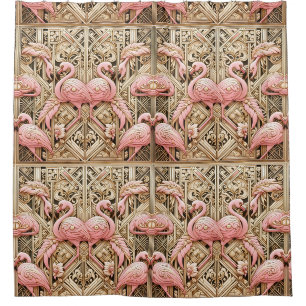Retro-Art Deco Rosa Flamingos Duschvorhang