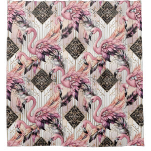 Retro-Art Deco Rosa Flamingos Duschvorhang