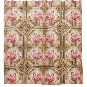 Retro-Art Deco Rosa Flamingos Duschvorhang