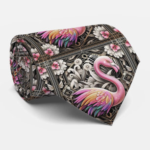 Retro-Art Deco Rosa Flamingos Krawatte