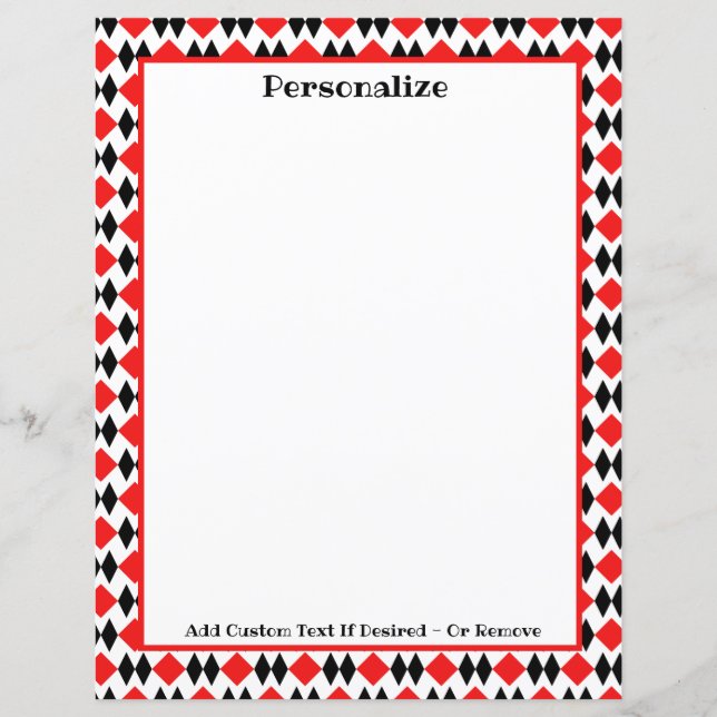 Retro Art Deco Rot und Schwarz Muster personalisie (Vorderseite)