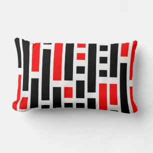 Retro Art Deco Rotes Schwarzes Abstraktes Design Lendenkissen