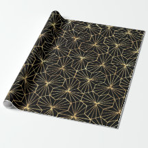 Retro-Art Deco Schwarz-Gold geometrisches Muster