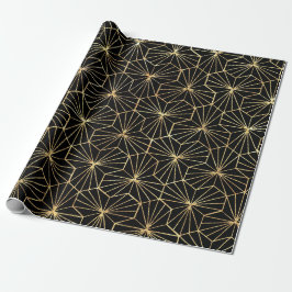 Retro-Art Deco Schwarz-Gold geometrisches Muster Geschenkpapier