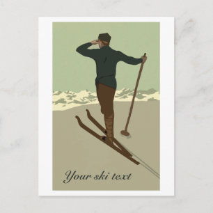 Retro-Art-Deco-Ski-Reise-Werbung anpassbar Postkarte