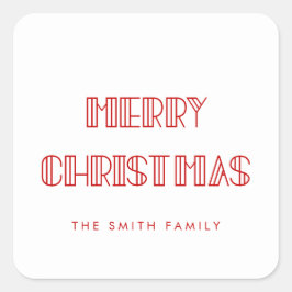 Retro Art Deko Merry Christmas Quadratischer Aufkleber