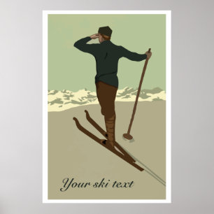 Retro Art Deko Skigebiet und individuell anpassbar