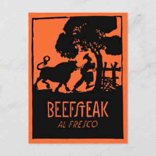 Retro Art Deko Steak Restaurant und Postkarte