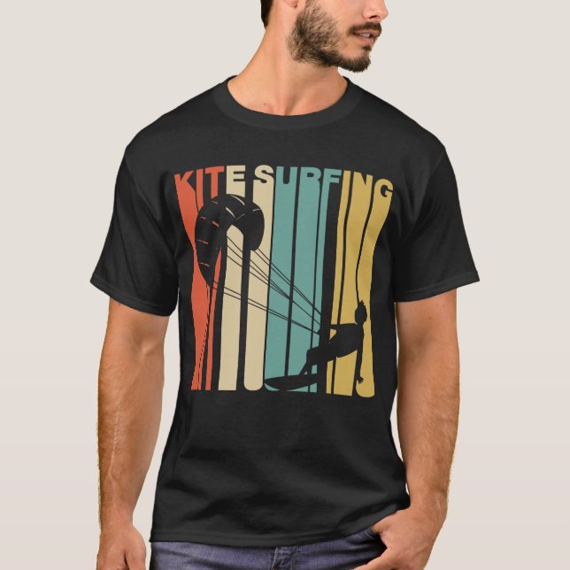 Retro Art-Drachen-surfender Drachen-Surfer T-Shirt (Vorderseite)
