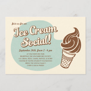 Retro Art-Eiscreme-sozial-Einladungen Einladung