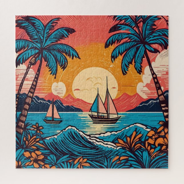 Retro Art Fun Time Tropical Puzzle (Vertikal)