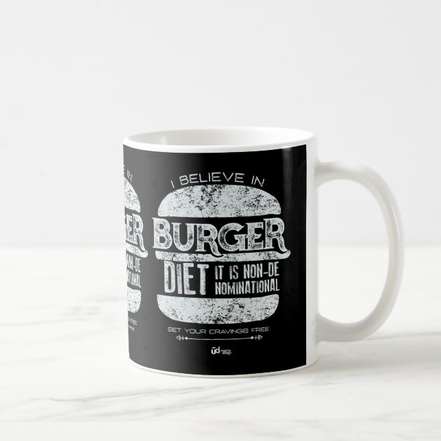 Retro Art: Ich glaube an Burger-Diät Kaffeetasse (Rechts)
