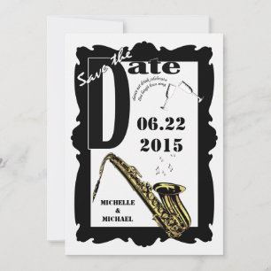 Retro Art-Jazz Save the Date Schwarz-weiße 3