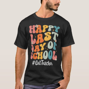 Retro Art Lehrer glücklich letzten Tag der Schule T-Shirt