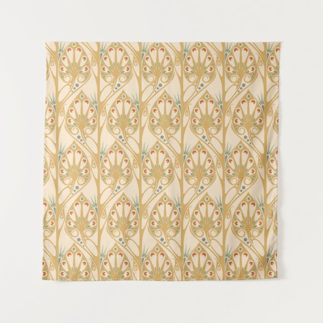 Retro Art Nouveau, abstrakte geometrische Linien. Wandteppich (Vorderseite)
