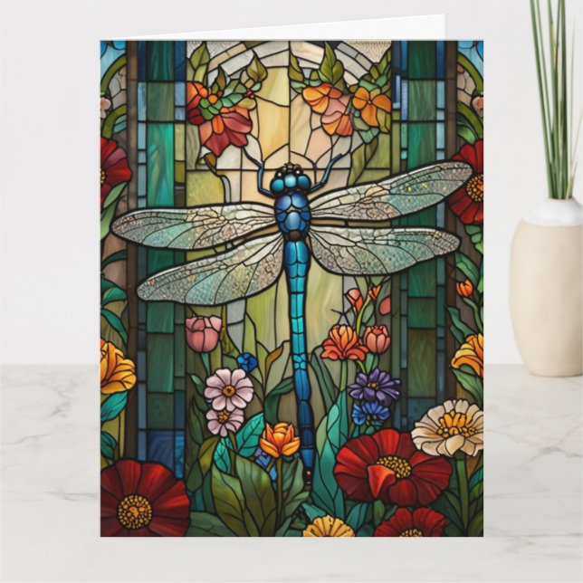 Retro Art Nouveau Dragonfly boho chic Karte (Vorderseite)