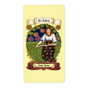 Retro-Art Nouveau Ex Libris Mädchen & Buch Vorlage