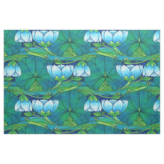 Retro Art Nouveau Floral Lily Pad Pattern Stoff