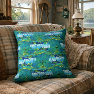Retro-Art Nouveau Florales Lily-Pad-Muster Kissen