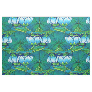 Retro-Art Nouveau Florales Lily-Pad-Muster Stoff