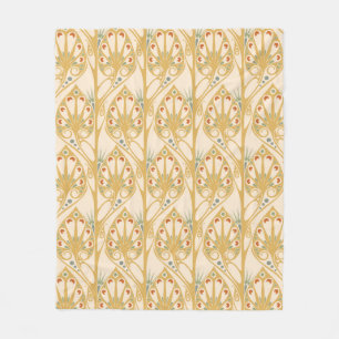 Retro Art Nouveau Illustrationsmuster Fleecedecke