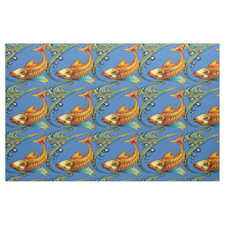 Retro Art Nouveau Koi Fish Pattern Stoff