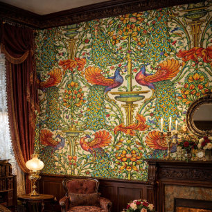 Retro-Art Nouveau Pfauen & Früchte von Walter Cran Tapete