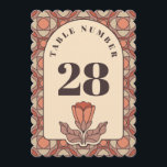 Retro Art Nouveau Wedding Table Number Card Einladung<br><div class="desc">Add a touch of retro sophistication to your wedding reception with this elegant table number. Featuring an Art Nouveau-inspired design and a Mid-Century Modern earth-tone palette, this card helps guide your guests in style. The arched frame and central botanical illustration create an artistic focal point on every table. Total Customization:...</div>