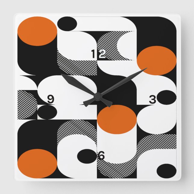 Retro Art Quadratische Wanduhr (Vorderseite)