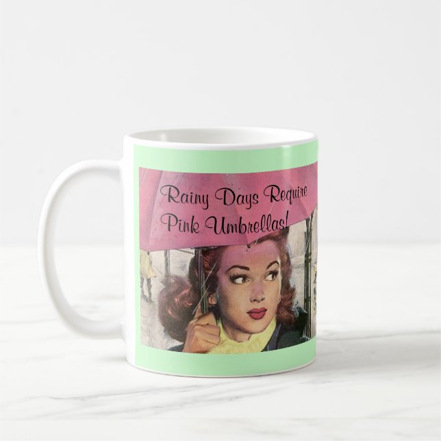 Retro Art-regnerische Tage u. rosa Kaffeetasse (Links)