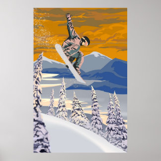 Retro-Art Snowboard art Poster
