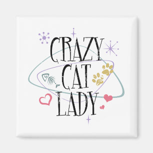 Retro Art-verrückte Katzen-Dame Magnet