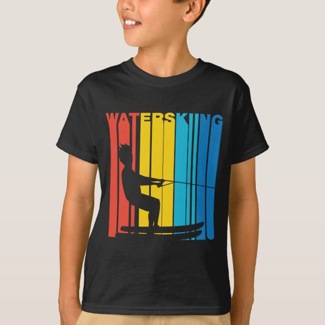 Retro Art-Wasserskifahren Waterskier T-Shirt (Vorderseite)