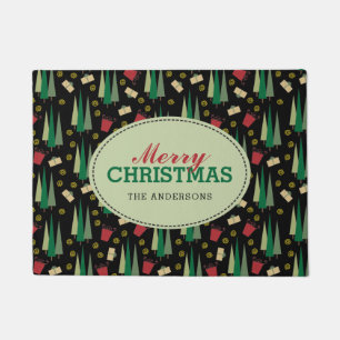 Retro Art-Weihnachtsmuster, personalisiert Fußmatte