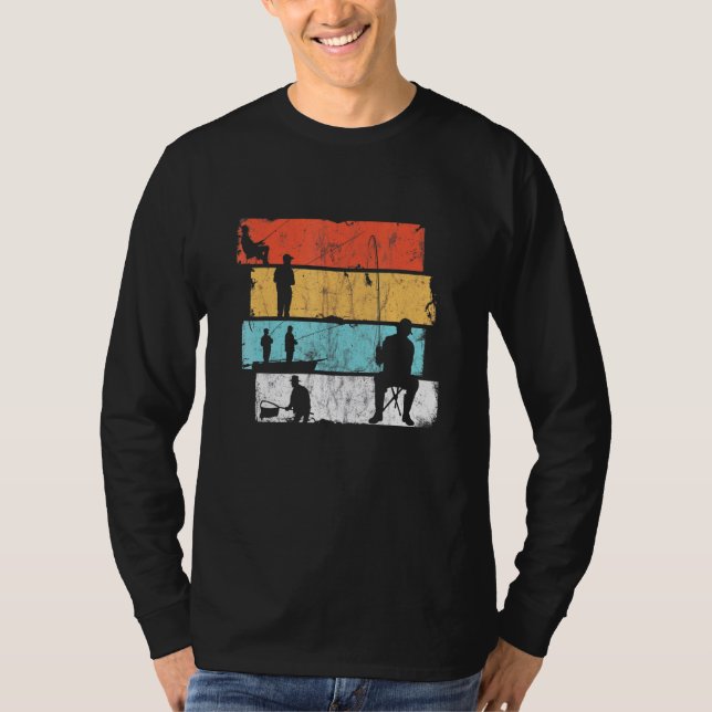 Retro-artige Fischer Fischen mit Glück Fischen Pa T-Shirt (Vorderseite)