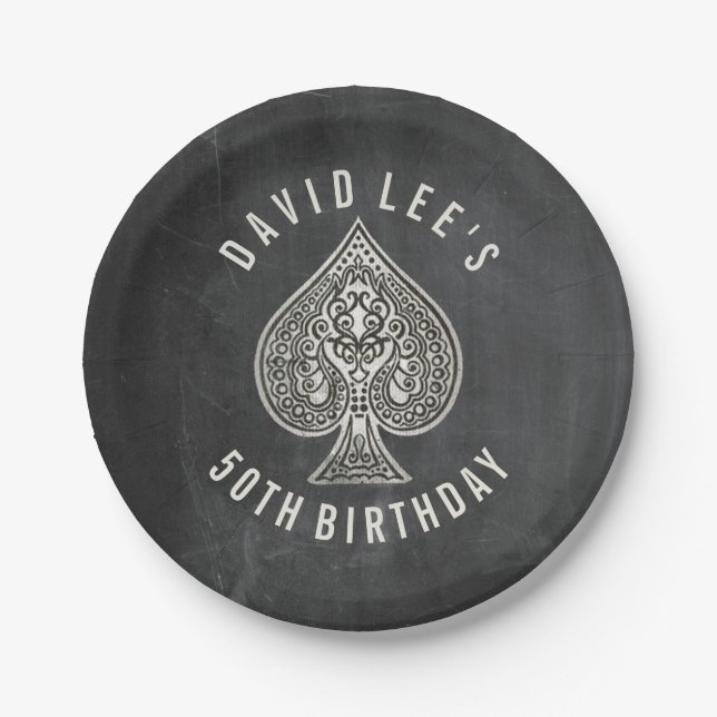 Retro Artistic Ace Poker Custom Party Pappteller (Vorderseite)