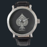 Retro Artistic Poker Ace of Spades Personalisiert Armbanduhr<br><div class="desc">Für Ihre coolen Poker Liebhaber oder für alle,  die ein gotisches,  punk oder rockabilly Aussehen suchen. Löschen Sie die Personalisierung der Initialen,  wenn Sie sie lieber ohne sie haben möchten. Danke fürs Betrachten.</div>