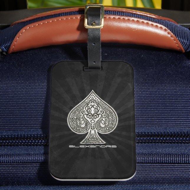 Retro Artistic Poker Ace of Spades Personalisiert Gepäckanhänger (Vorderseite Insitu 2)