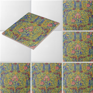 Retro Arts & Crafts Stil Vogel-in-Bäumen-Muster Fliese