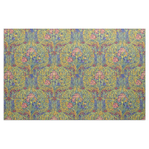 Retro Arts & Crafts Stil Vogel-in-Bäumen-Muster Stoff